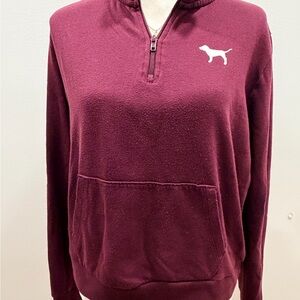 Vintage PINK Quarter-Zip Sweatshirt – Maroon Fleece